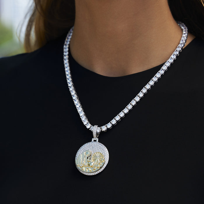 Iced Atlanta Pendant in White Gold