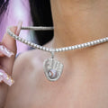 Iced Baseball Pendant in White Gold