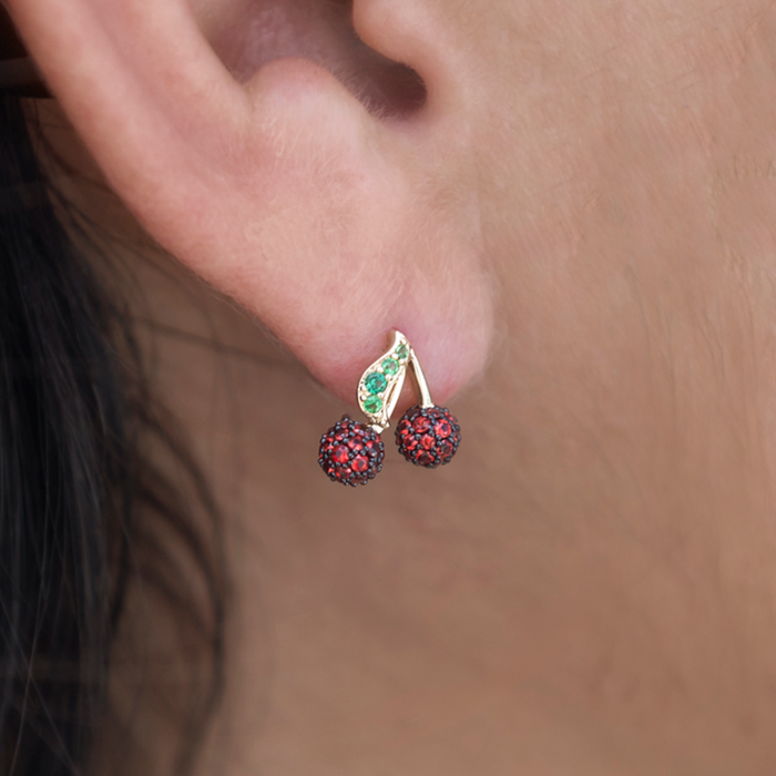 Iced Cherry Stud Earrings