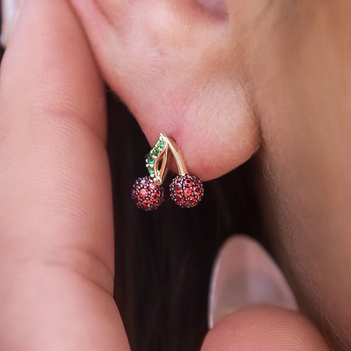 Iced Cherry Stud Earrings