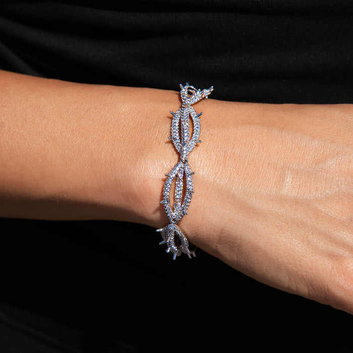 Iced Crown of Thorns Bracelet in White Gold