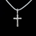 Iced Flat Crucifix Cross Pendant in White Gold