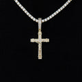 Iced Flat Crucifix Cross Pendant in Yellow Gold