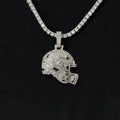Iced Football Helmet Pendant in White Gold