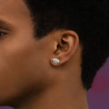 Iced Football Stud Earring in White Gold