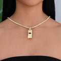 Iced Functioning Coaches Whistle Pendant in Yellow Gold