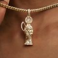 Iced Grim Reaper Pendant in Yellow Gold