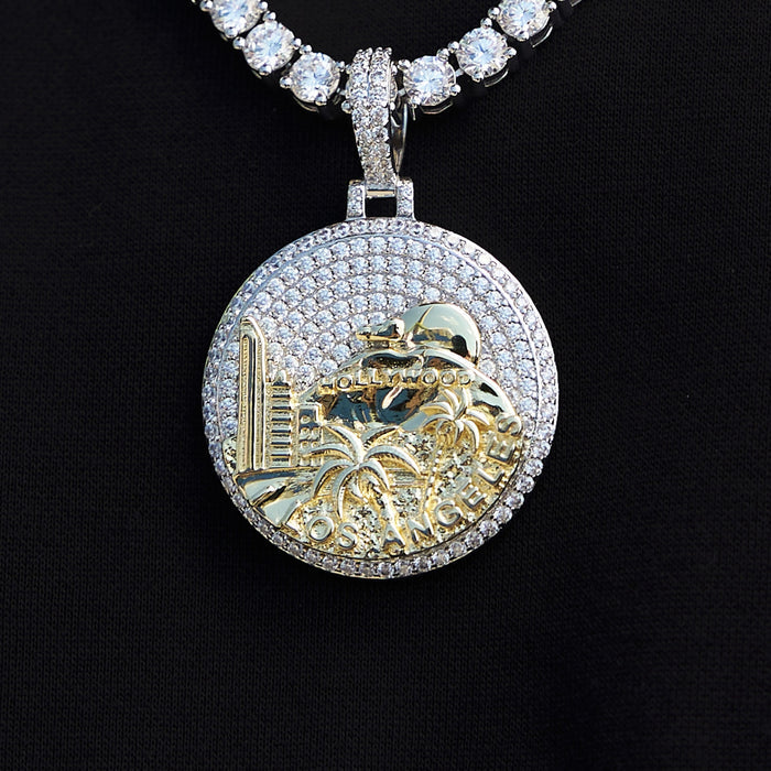 Iced LA Pendant in White Gold