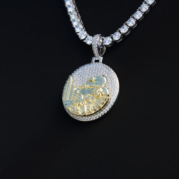 Iced LA Pendant in White Gold