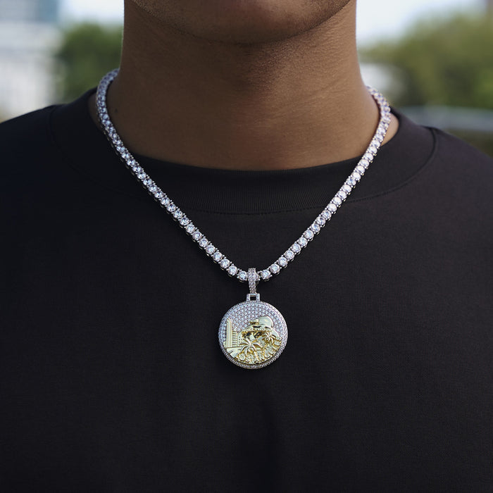 Iced LA Pendant in White Gold