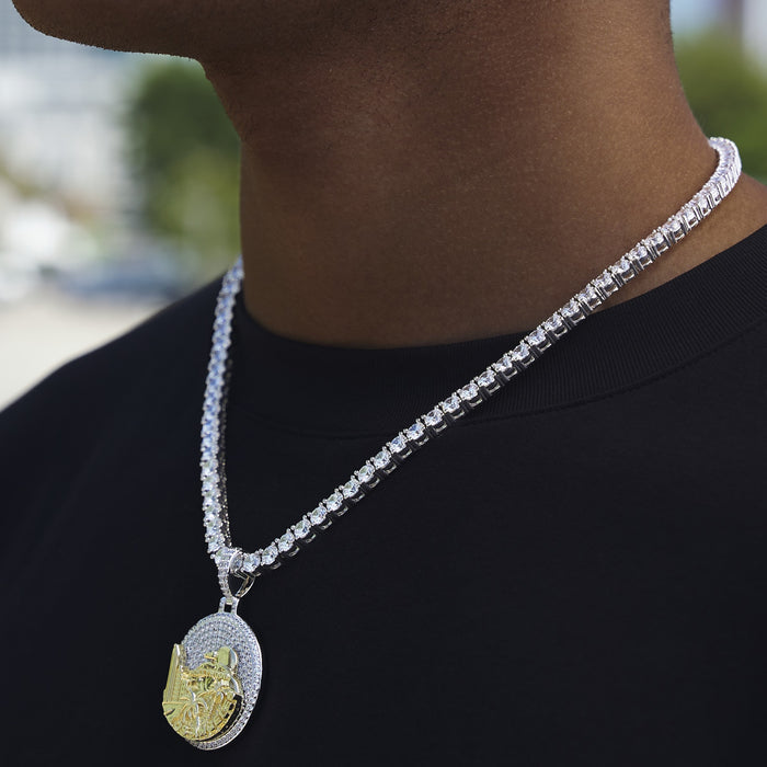 Iced LA Pendant in White Gold