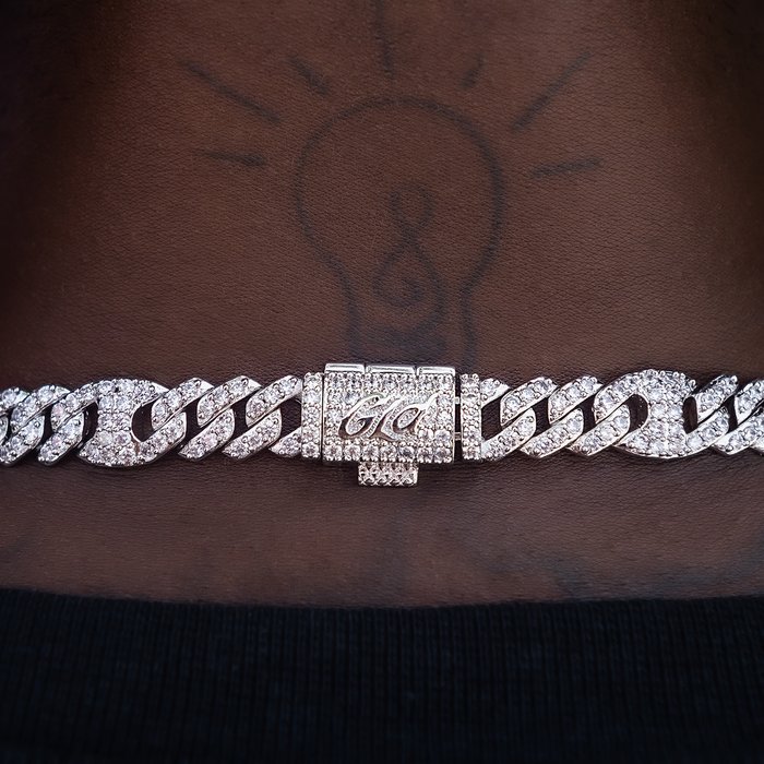 Iced Mariner Puffed Cuban Chain in White Gold