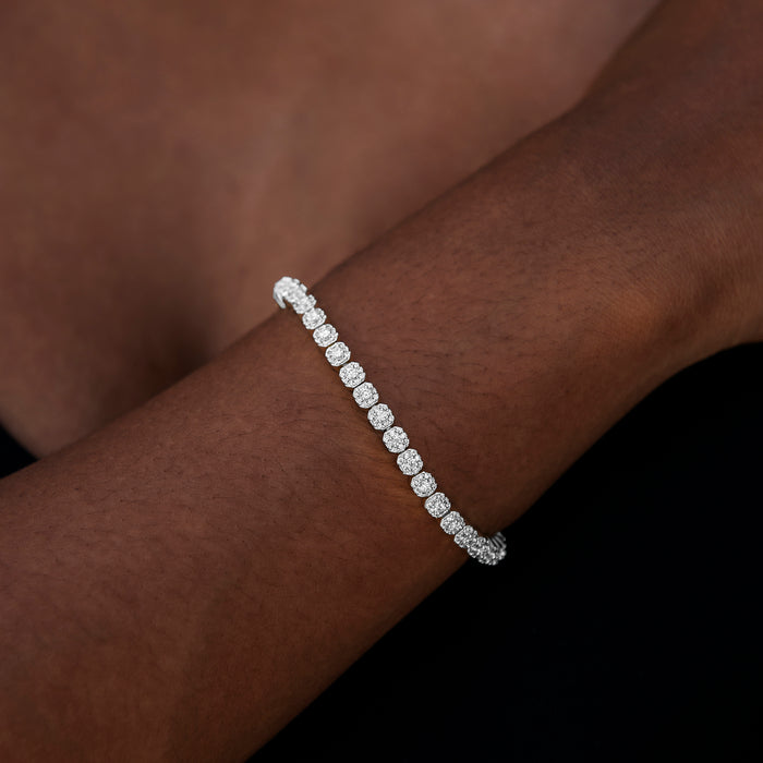 Iced Mini Clustered Tennis Bracelet in White Gold