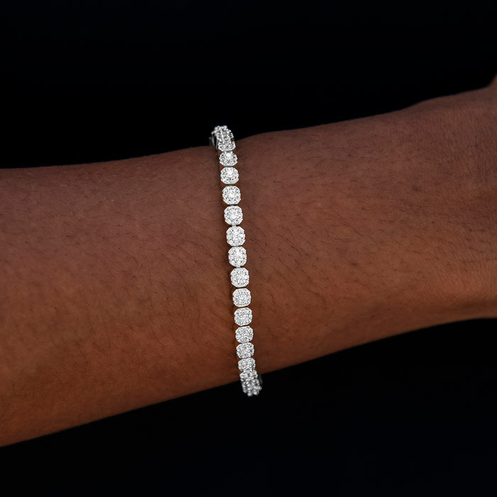 Iced Mini Clustered Tennis Bracelet in White Gold