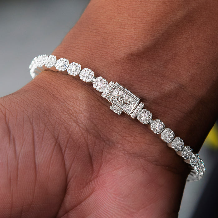 Iced Mini Clustered Tennis Bracelet in White Gold