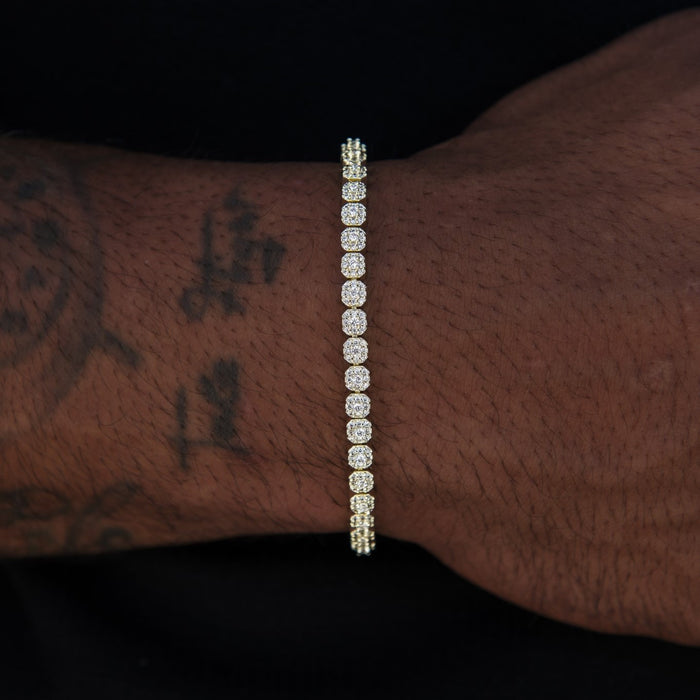 Iced Mini Clustered Tennis Bracelet in Yellow Gold
