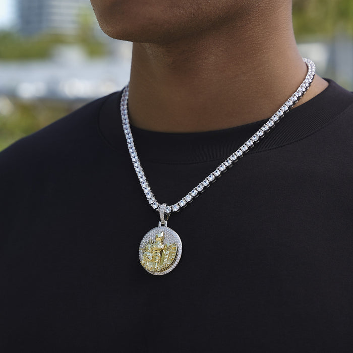 Iced New York City Pendant in White Gold