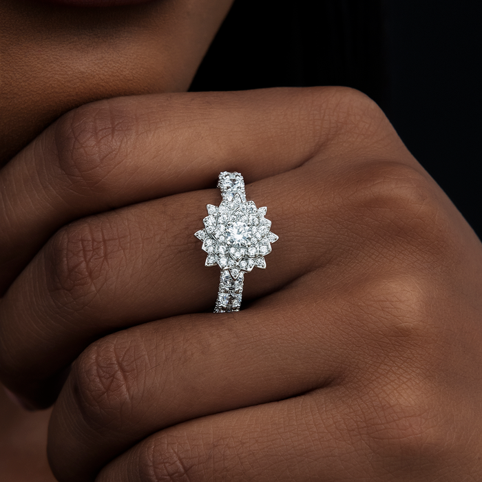 Iced Rose Ring Gift Bundle in White Gold