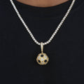 Iced Soccer Ball Pendant in Yellow Gold