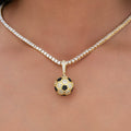 Iced Soccer Ball Pendant in Yellow Gold
