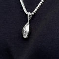 Iced Stitched Football Pendant in White Gold