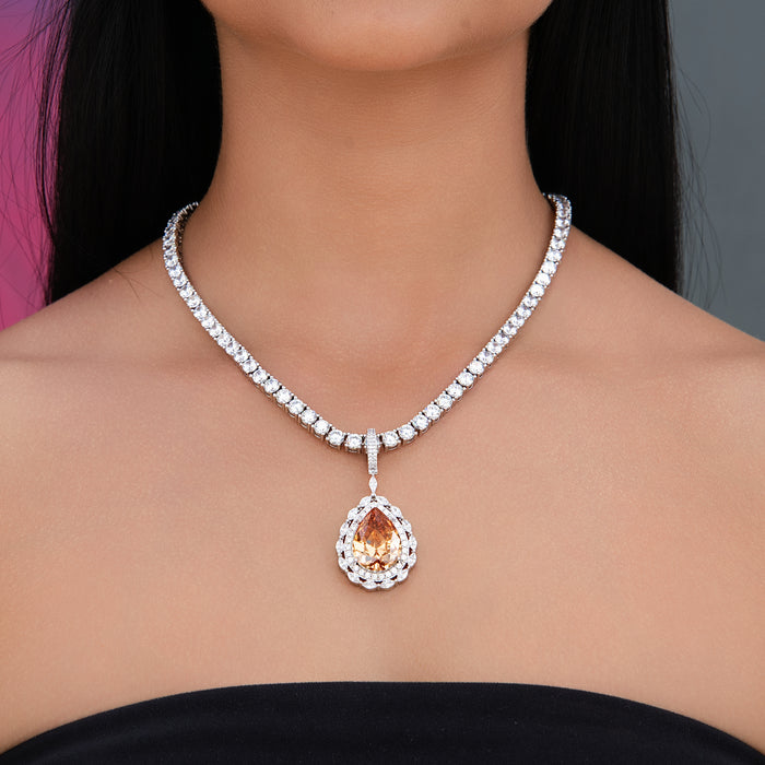 Iced Teardrop Rock Pendant in White Gold