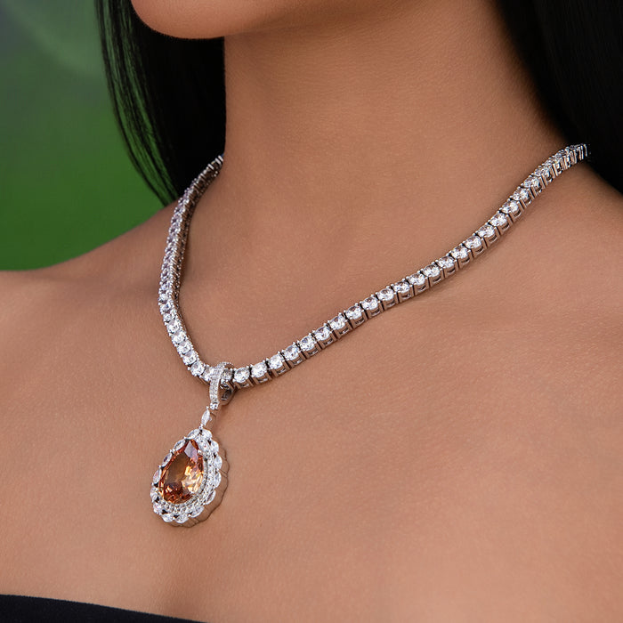 Iced Teardrop Rock Pendant in White Gold