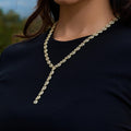 Iced Valentina Lariat Necklace in Yellow Gold