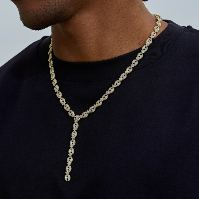 Iced Valentina Lariat Necklace in Yellow Gold