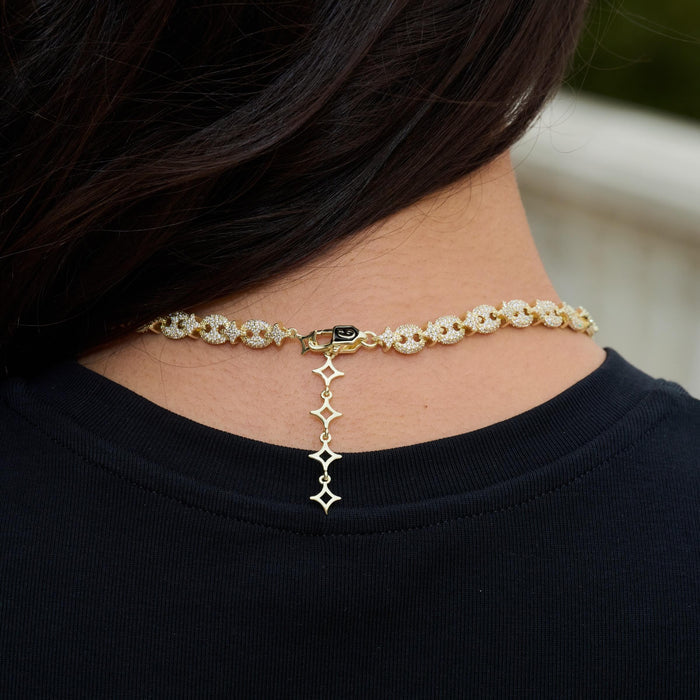 Iced Valentina Lariat Necklace in Yellow Gold