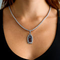 Iced Virgin Mary Pendant in White Gold