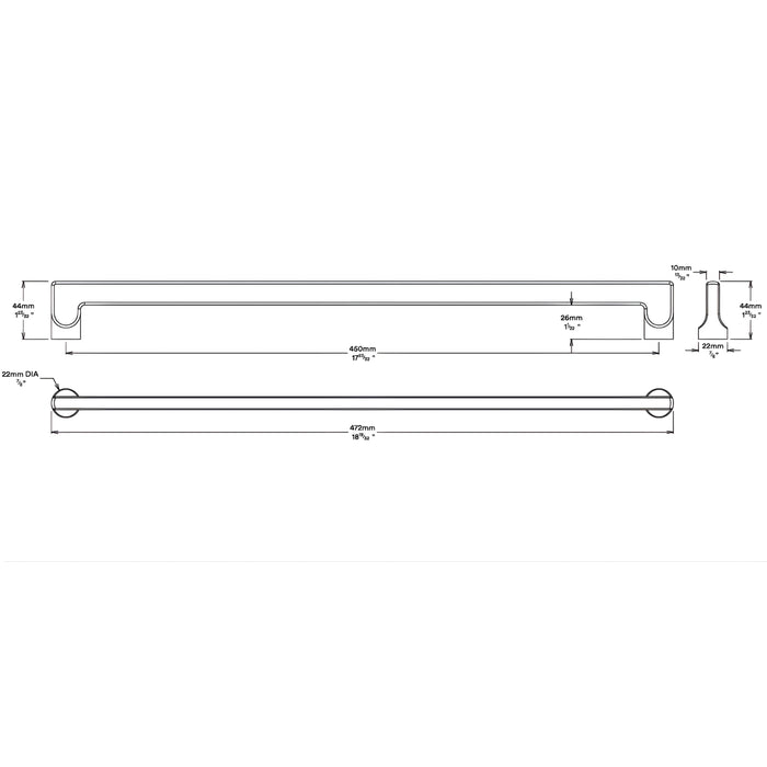 Line Drawing Iver Baltimore 450mm Cabinet Pull Handle Brushed Brass 20926 - The Blue Space