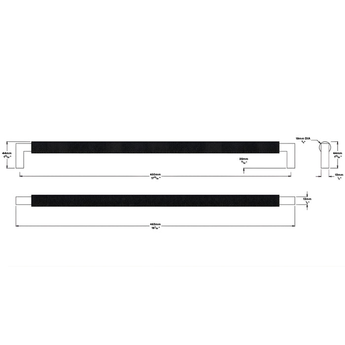 Line Drawing Iver Brunswick 450mm Cabinet Pull Handle Signature Brass 22144 - The Blue Space