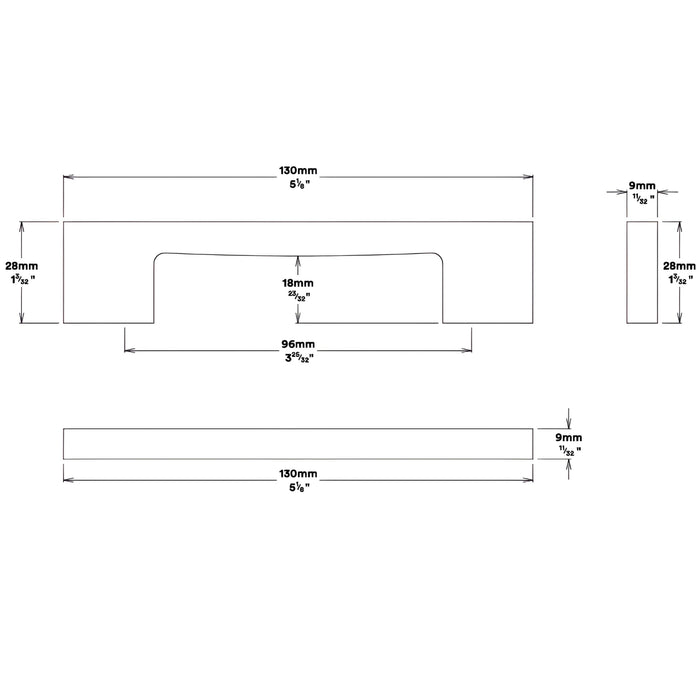 Line Drawing Iver Cali 96mm Cabinet Pull Handle Signature Brass SDG-0518 - The Blue Space