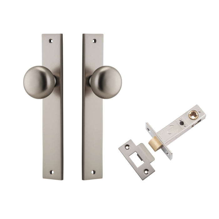Iver Cambridge Knob Rectangular Backplate Passage Kit Satin Nickel  14822KPASS60 - The Blue Space