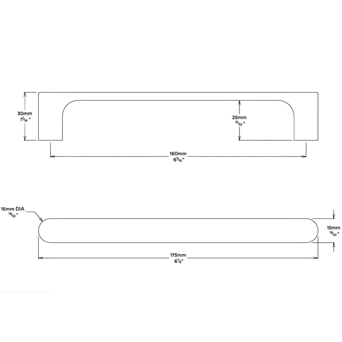 Line Drawing Iver Osaka 160mm Cabinet Pull Handle Satin Nickel 20969 - The Blue Space