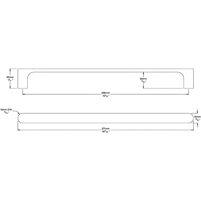 Line Drawing Iver Osaka 256mm Cabinet Pull Handle Signature Brass 20971 - The Blue Space