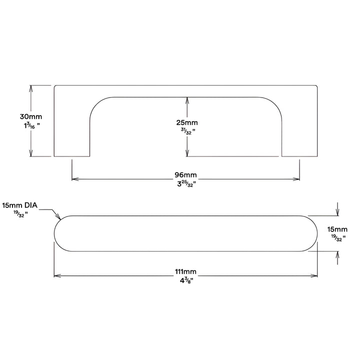 Line Drawing Iver Osaka 96mm Cabinet Pull Handle Signature Brass 20941 - The Blue Space