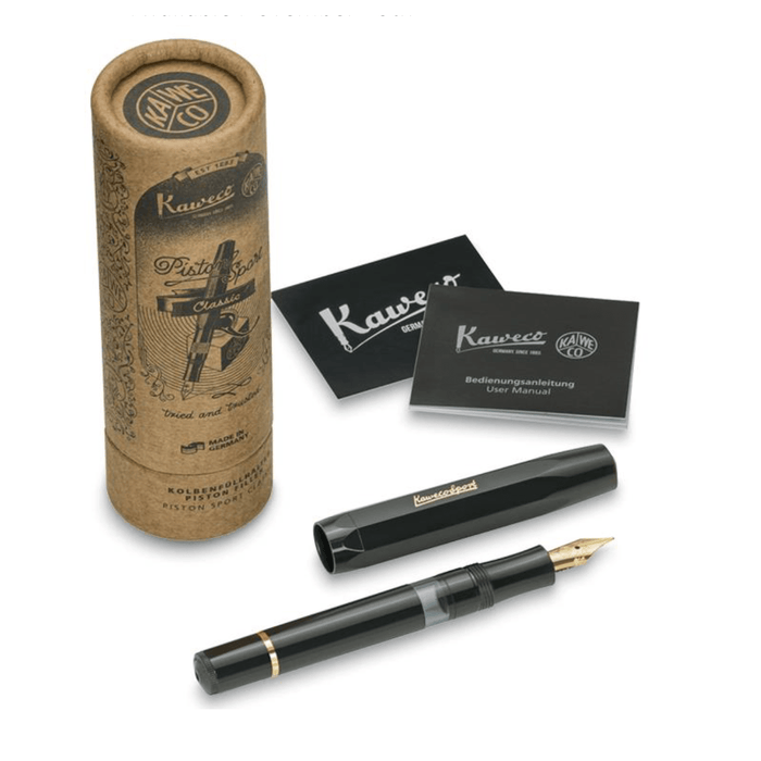 Kaweco Classic Sport Piston Fountain Pen - Black/Gold - Pen Boutique Ltd