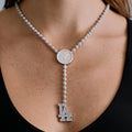 LA Dodgers Official MLB Lariat Necklace in White Gold