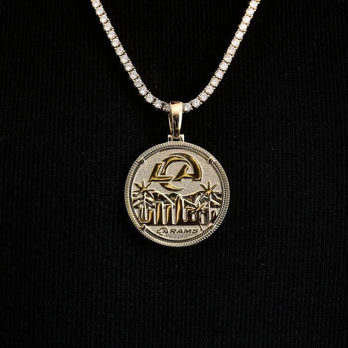 LA Rams Official NFL Coin Pendant in Yellow Gold