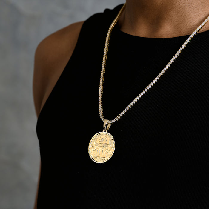 LA Rams Official NFL Coin Pendant in Yellow Gold