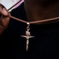 Large Crucifix Cross Pendant in Rose Gold