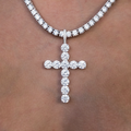 Large Diamond Cross Pendant in White Gold