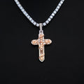 Large Diamond Rose Thorn Crucifix Pendant in White Gold