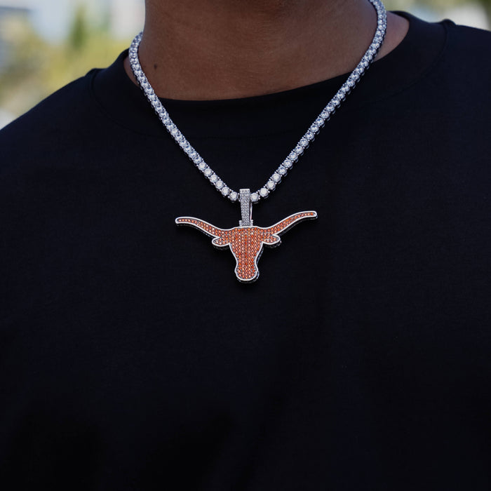 Large Texas Longhorns Official NCAA Logo Pendant in White Gold