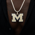 Large University of Michigan Wolverines Official NCAA Logo Pendant in Yellow Gold