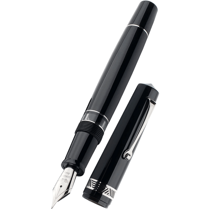 Leonardo Momento Magico Fountain Pen - Black Glossy - Steel Nib - Pen Boutique Ltd