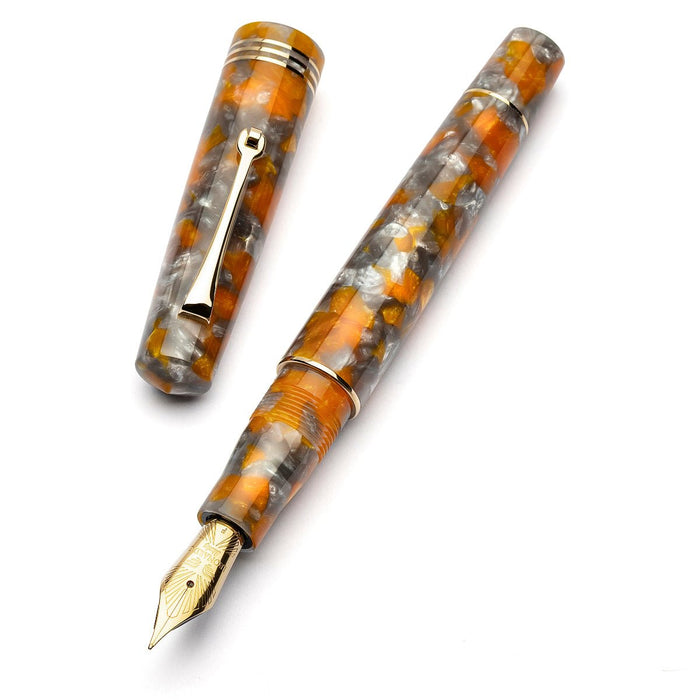 Leonardo Momento Zero Fountain Pen - Lava E Cenere - Gold Trim - Pen Boutique Ltd