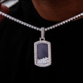 Loose Diamond Dog Tag Pendant in White Gold